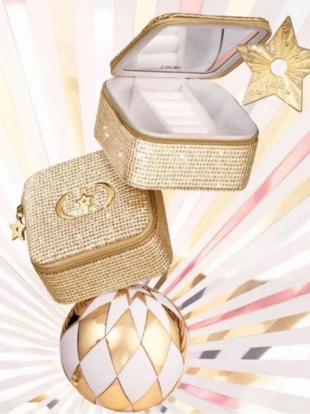 💜SOlD💜Dior Gold Jewelry Travel Case - with mirror - BNIB - Beauty